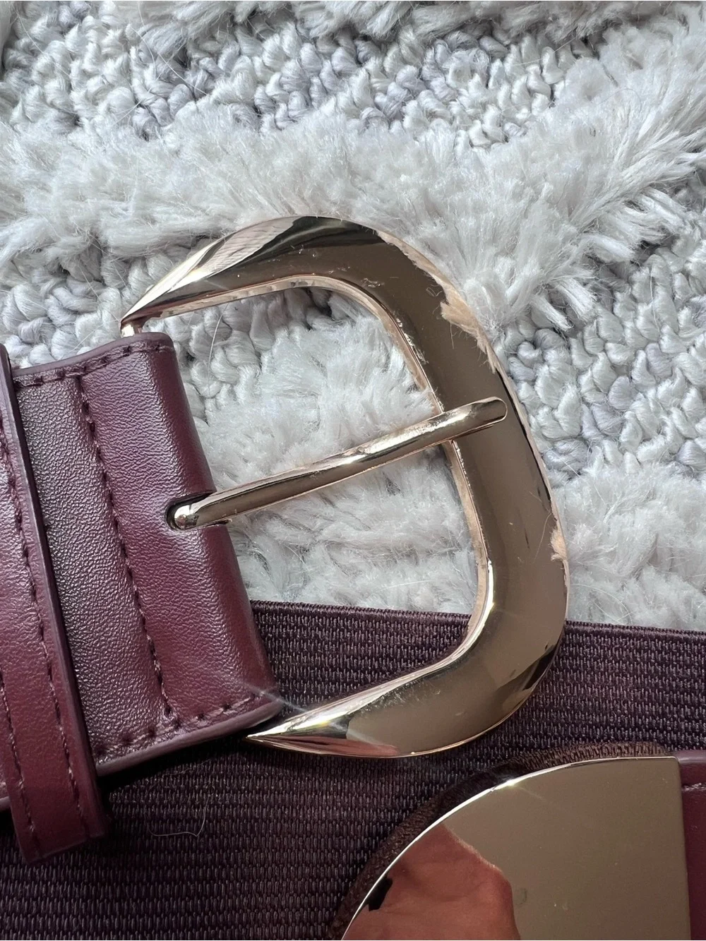 Women’s Wide Brown Leather Elastic Belt with Gold Buckle